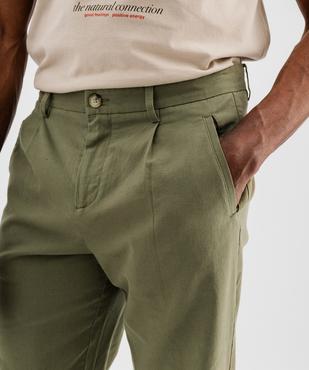 Pantalon à pinces en coton et lin homme vue4 - GEMO (HOMME) - GEMO