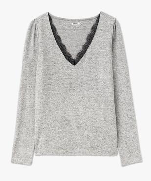 Tee-shirt à manches longues en maille avec col dentelle femme vue4 - GEMO(FEMME PAP) - GEMO