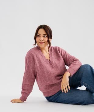 Tee-shirt sans manches avec broderie sur le col femme grande taille vue1 - GEMO (G TAILLE) - GEMO
