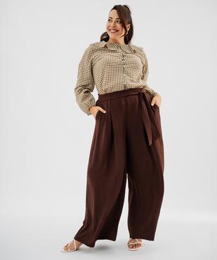 Pantalon large avec ceinture à nouer femme grande taille vue4 - GEMO 4G GT - GEMO