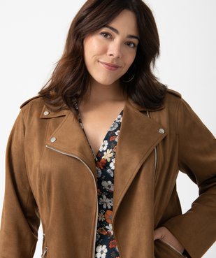 Blouson femme grande taille esprit biker en suédine vue2 - GEMO (G TAILLE) - GEMO