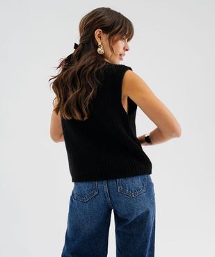 Gilet sans manches en grosse maille à boutons bijoux femme vue3 - GEMO(FEMME PAP) - GEMO