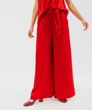 Pantalon de soirée large en satin avec ceinture femme vue2 - GEMO(FEMME PAP) - GEMO