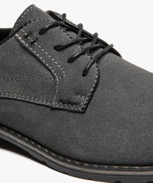 Derbies homme dessus cuir velours et couture débordante vue6 - GEMO(URBAIN) - GEMO