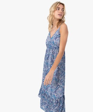 Robe femme longue imprimée à fines bretelles vue2 - GEMO(FEMME PAP) - GEMO