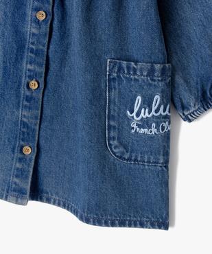 Robe en jean à manches longues et col Claudine bébé fille - LuluCastagnette vue3 - LULUCASTAGNETTE - GEMO