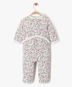 Pyjama bébé fille en velours à motifs fleuris avec message vue3 - GEMO(BB COUCHE) - GEMO