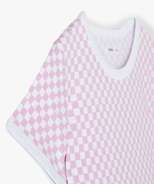 Tee-shirt fille imprimé damier avec détails contrastants vue3 - GEMO (JUNIOR) - GEMO