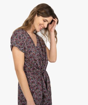 Combishort femme à motifs fleuris boutonné sur l’avant vue2 - GEMO(FEMME PAP) - GEMO