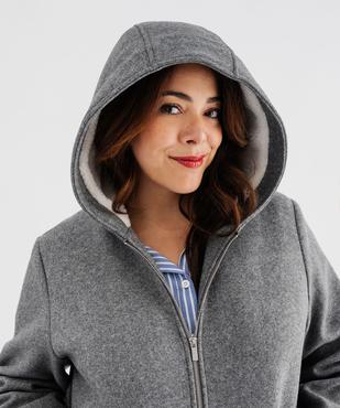 Manteau mi-long zippé à capuche fourrée femme grande taille vue4 - GEMO 4G GT - GEMO
