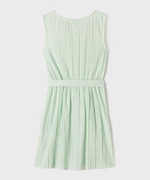 Robe courte sans manches plissée à ceinture fille vue3 - GEMO 4G FILLE - GEMO