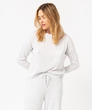 Haut de pyjama à manches longues en maille fine femme vue5 - GEMO(HOMWR FEM) - GEMO