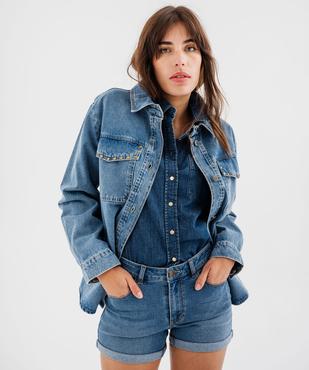 Short en jean avec revers cousus femme vue6 - GEMO 4G FEMME - GEMO