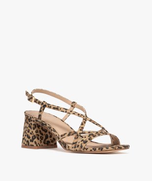Sandales à brides en toile avec talon flare femme  vue3 - FOLLOW ME - GEMO