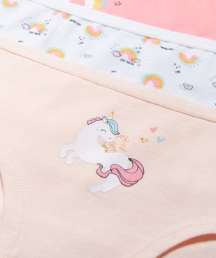 Shorty coton stretch imprimé licorne fille (lot de 3) vue3 - GEMO 4G FILLE - GEMO