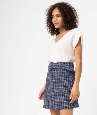 Jupe femme aspect tweed avec large ceinture à boucle vue1 - GEMO(FEMME PAP) - GEMO