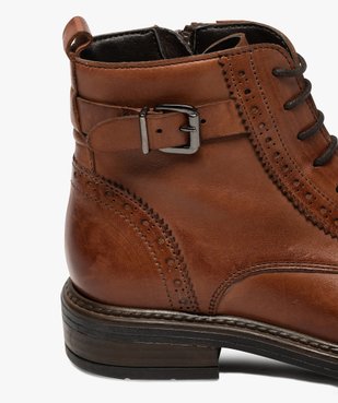 Boots fille dessus cuir ajouré à fermeture lacets et zip vue6 - GEMO (ENFANT) - GEMO