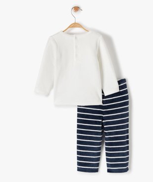 Pyjama bébé 2 pièces avec message et pantalon rayé vue3 - GEMO(BB COUCHE) - GEMO