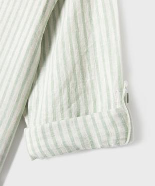 Chemise manches longues en mélange coton-lin rayé garçon vue4 - GEMO (ENFANT) - GEMO