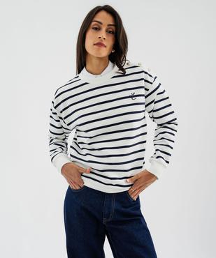 Sweat marin à épaule boutonnée femme - LuluCastagnette vue6 - LULU CASTAGNETTE GEMO FOR GOOD - GEMO