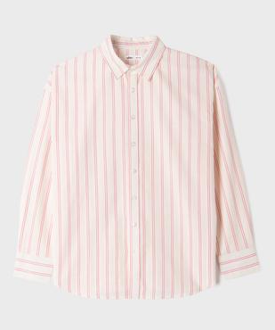 Chemise manches longues coupe droite en coton rayé fille vue1 - GEMO (JUNIOR) - GEMO