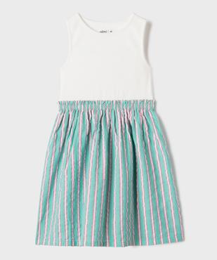 Robe courte sans manches effet 2-en-1 avec bas rayée fille vue1 - GEMO (ENFANT) - GEMO