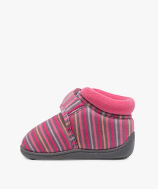 Chaussons bébé fille bottillons à scratch - Isotoner vue3 - ISOTONER - GEMO