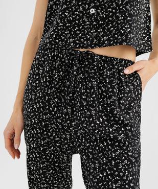 Pantalon à taille élastiquée en viscose fluide imprimée femme vue2 - GEMO 4G FEMME - GEMO