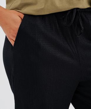 Pantalon ample en matière texturée avec ceinture élastique femme vue3 - GEMO 4G FEMME - GEMO