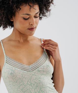 Nuisette en viscose avec col V dentelle et fines bretelles femme vue2 - GEMO 4G FEMME - GEMO