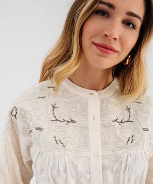 Chemise esprit bohème avec broderies femme vue2 - GEMO(FEMME PAP) - GEMO