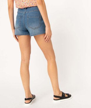 Short en jean coupe large fendu sur les côtés femme vue3 - GEMO 4G FEMME - GEMO