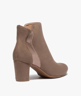 Boots femme à talon unis dessus suédine et textile brillant vue4 - GEMO(URBAIN) - GEMO