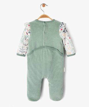 Pyjama en velours avec volants sur les épaules bébé fille - Petit Béguin vue4 - PETIT BEGUIN - GEMO