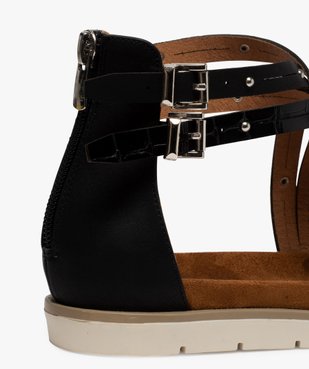 Sandales femme à talon plat, semelle contrastante crantée vue6 - GEMO (CASUAL) - GEMO