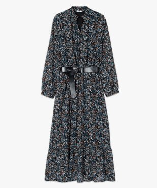 Robe femme longue en voile imprimé et grosse ceinture vue4 - Nikesneakers(FEMME PAP) - Nikesneakers