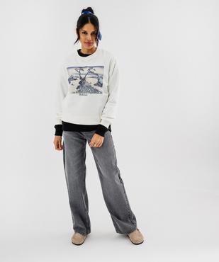 Sweat en molleton doux imprimé femme - Hokusai vue4 - HOKUSAI - GEMO