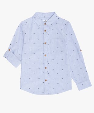 Chemise garçon à fines rayures et motifs vue2 - GEMO (ENFANT) - GEMO