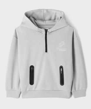 Sweat à capuche et col zippé garçon vue1 - GEMO (ENFANT) - GEMO