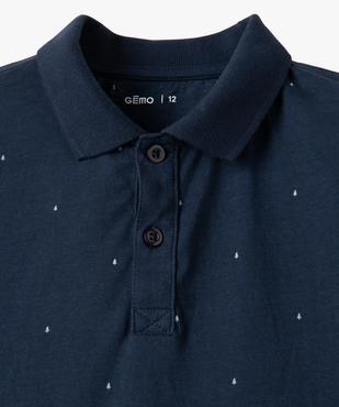 Polo garçon à manches courtes à micro-motifs vue2 - GEMO (JUNIOR) - GEMO