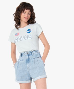 Tee-shirt femme à manches courtes avec inscription – The Space Collection vue2 - NASA - GEMO