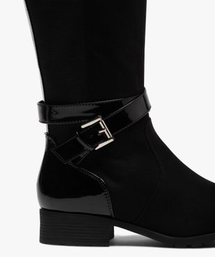 Bottes femme à talon plat dessus verni et suédé vue6 - GEMO (CASUAL) - GEMO