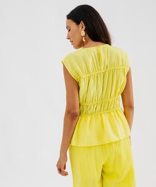 Blouse sans manches en viscose froissé à taille marquée femme vue2 - GEMO 4G FEMME - GEMO