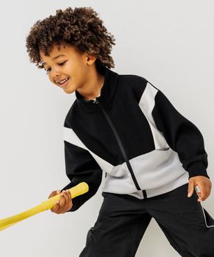 Sweat de sport tricolore fermeture zippée garçon vue1 - GEMO (ENFANT) - GEMO