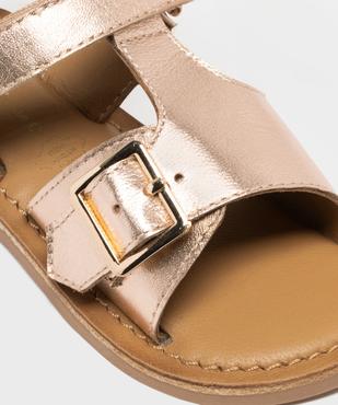 Sandales en cuir métallisé fermeture scratch fille - LuluCastagnette vue6 - LULUCASTAGNETTE - GEMO