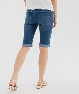 Bermuda en jean extensible à revers femme vue3 - GEMO(FEMME PAP) - GEMO