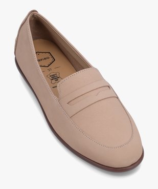 Mocassins femme à talon plat dessus cuir uni – Tanéo vue5 - TANEO - GEMO
