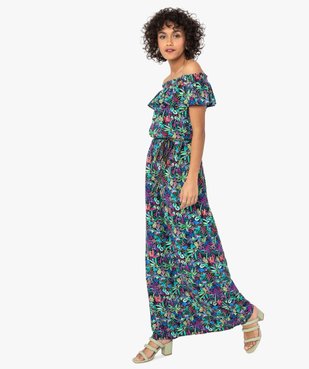 Robe longue femme imprimée avec large volant sur le col vue1 - GEMO(FEMME PAP) - GEMO