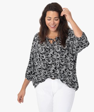 Blouse femme imprimée à manches 3/4 et col fantaisie vue1 - GEMO (G TAILLE) - GEMO