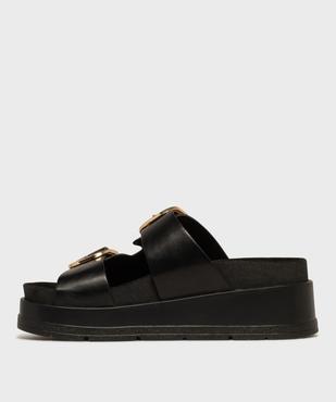 Mules compensées à larges brides et grosses boucles dorées femme - 5 Miles vue3 - 5 MILES - GEMO